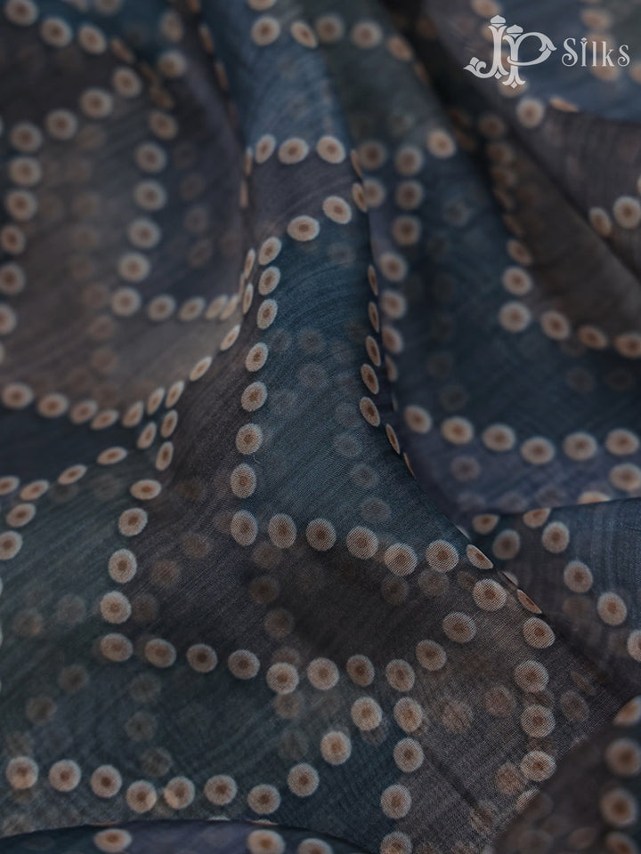 Greyish Blue Organza Saree - E3247 - View 5