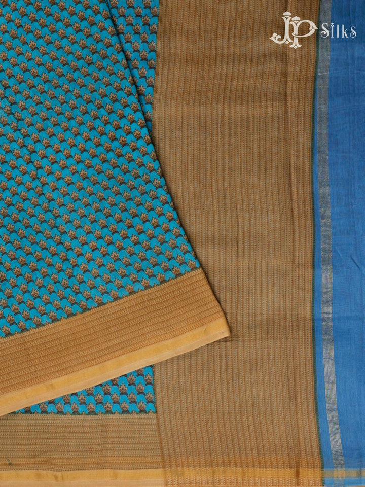 Sky Blue Semi Chanderi Saree - D429