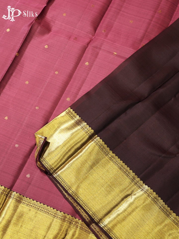 Dark Onion Pink & Brown Kanchipuram Silk Saree - G871