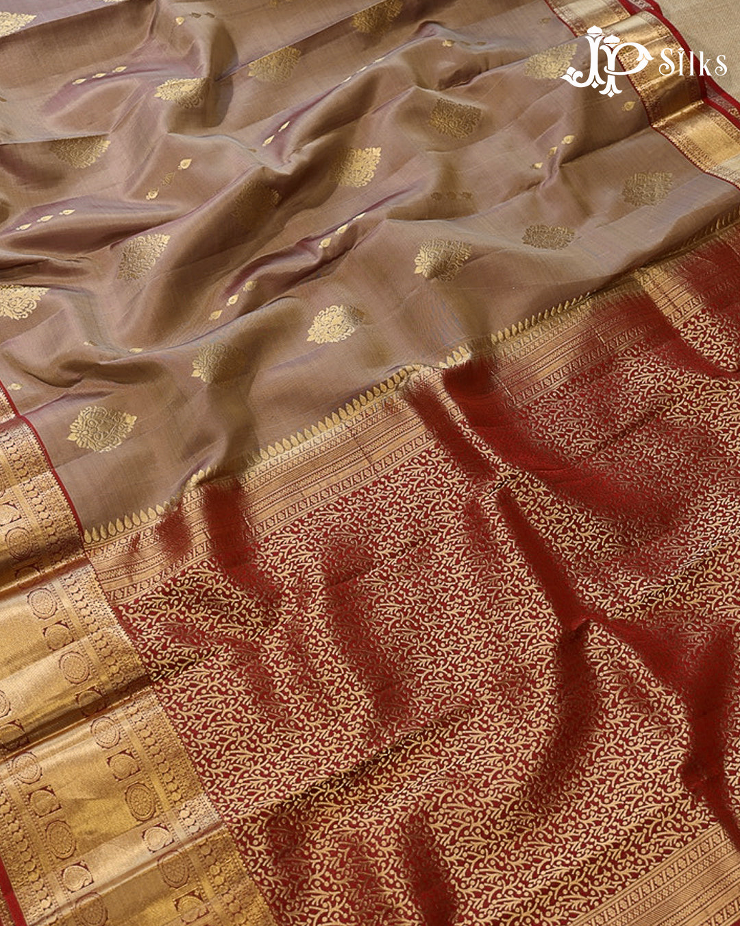 Pastel Brown & Maroon Pure Silk Mix Saree - G932