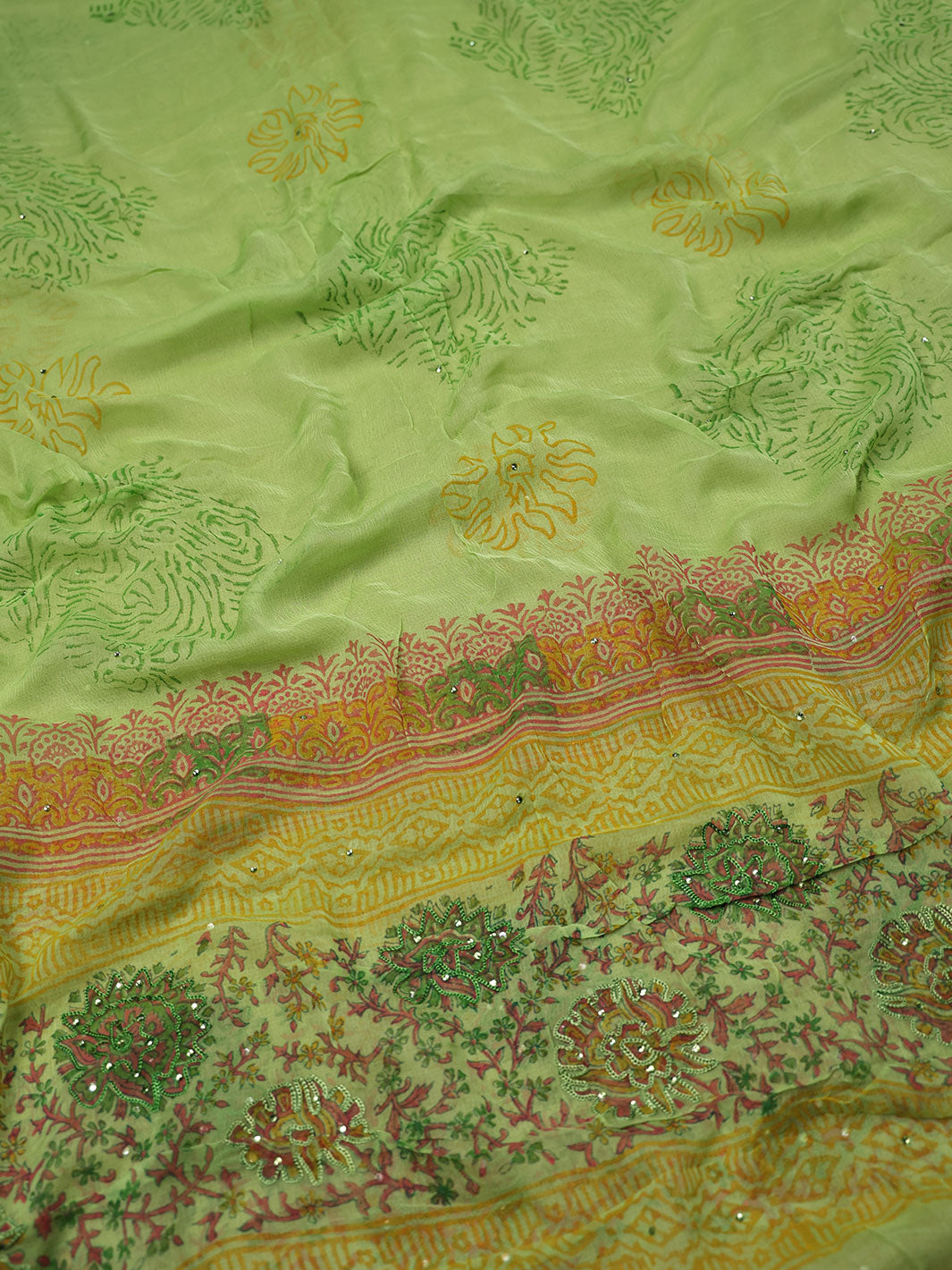 Green Kota Cotton Unstiched Chudidhar Material - A6746 - View 5