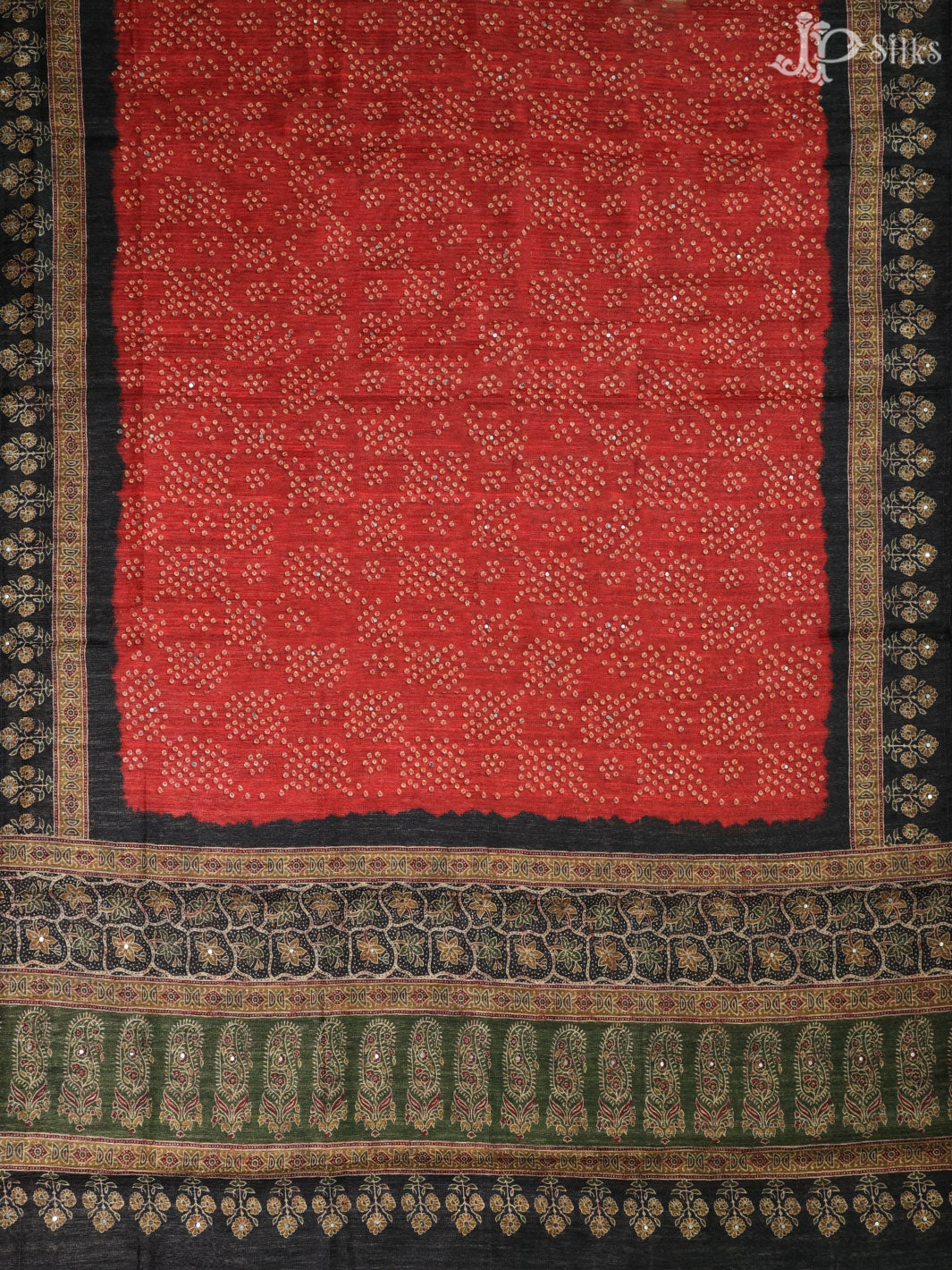 Red and Black Tussar Unstiched Chudidhar Material - E1449 - View 4