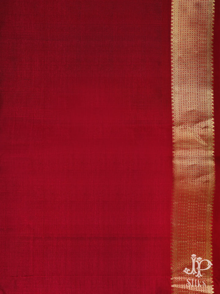Sunset Orange and Red Silk Cotton Saree - E1596 - View 2