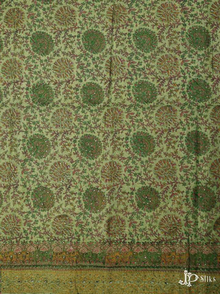 Green Kota Cotton Unstiched Chudidhar Material - A6746 - View 2