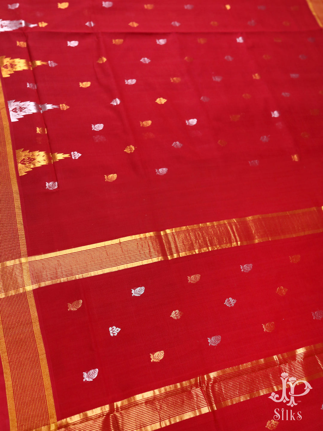 Red Venkatagiri Cotton Saree - D9812 -3