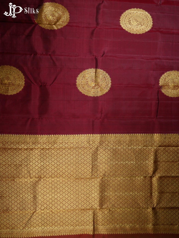 Maroon Borderless Kanchipuram Silk Saree - G422 “view4”