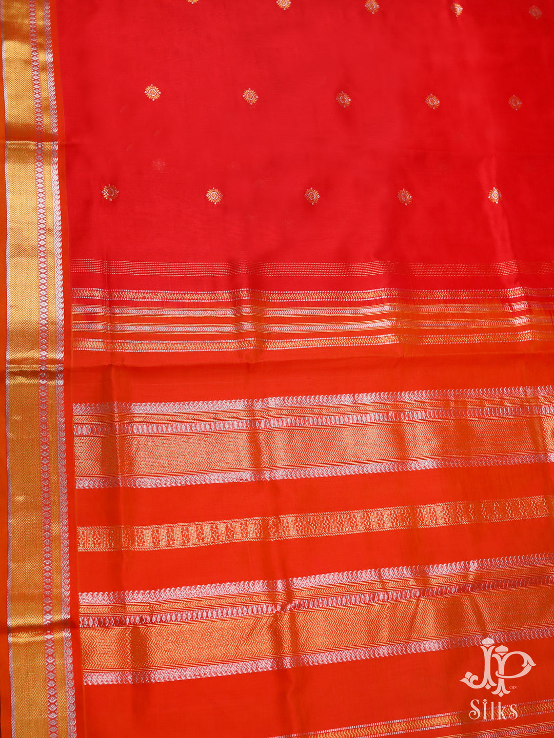 Red Silk Cotton Saree - D202 - View 4