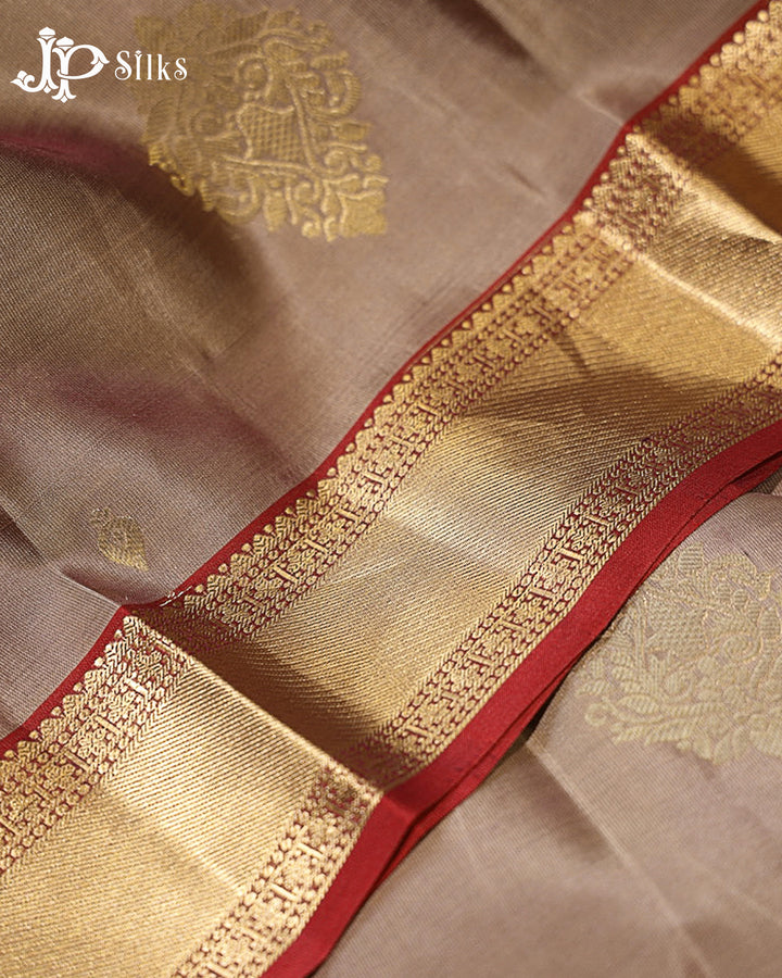 Pastel Brown & Maroon Pure Silk Mix Saree - G932