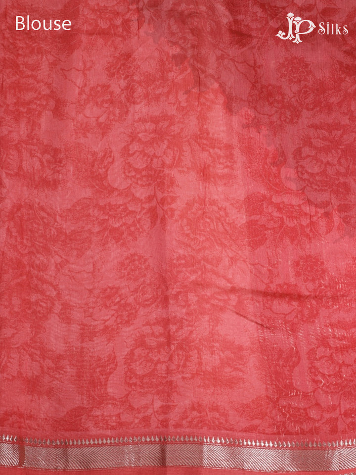 White,Orange & Red Mix Semi Chanderi Saree - G560- view7