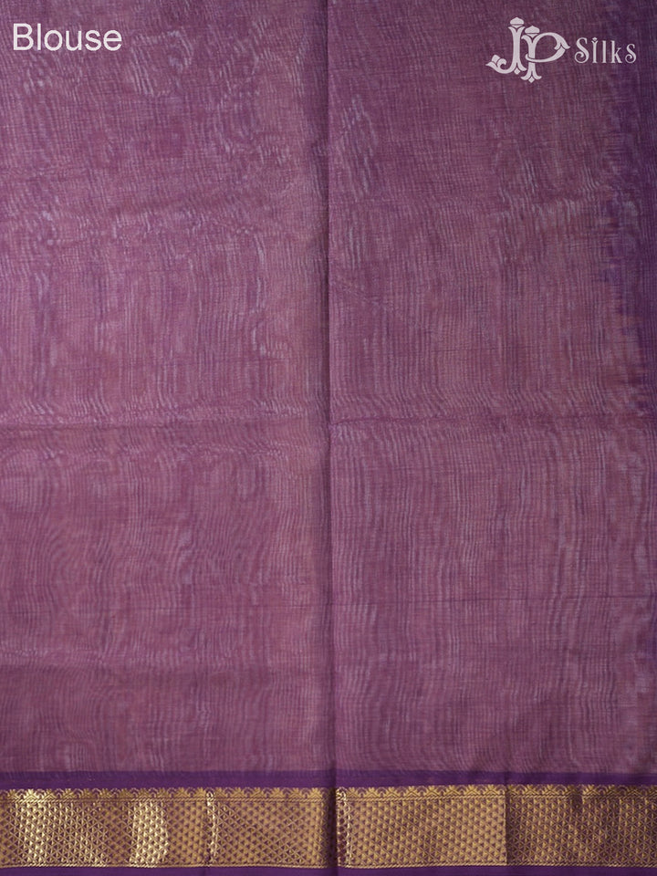 Off- White and Lavender Purple Silk Cotton Saree - F3418