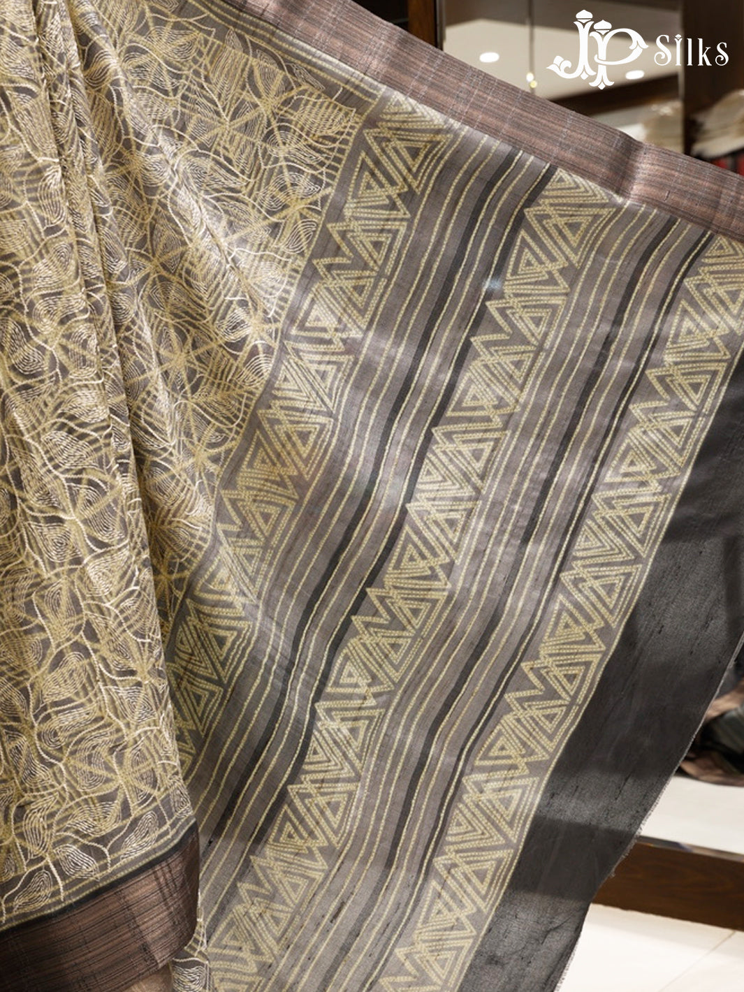 Grey Semi Tussar Saree - E2676-view4