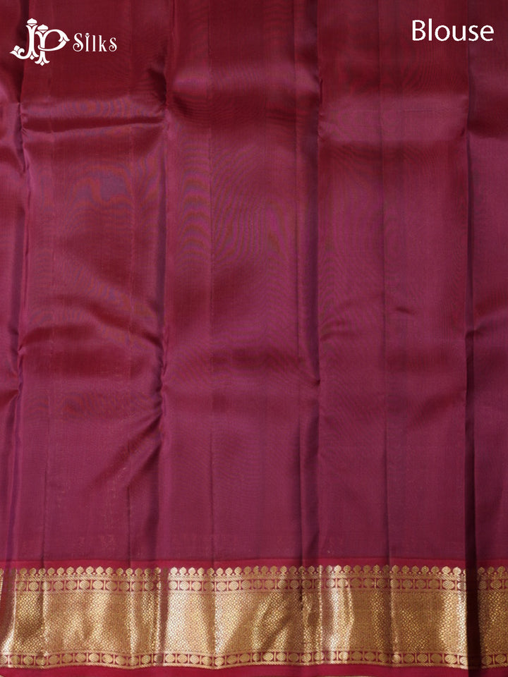 Light Olive Green & Maroon Pure Silk Mix Saree - G947