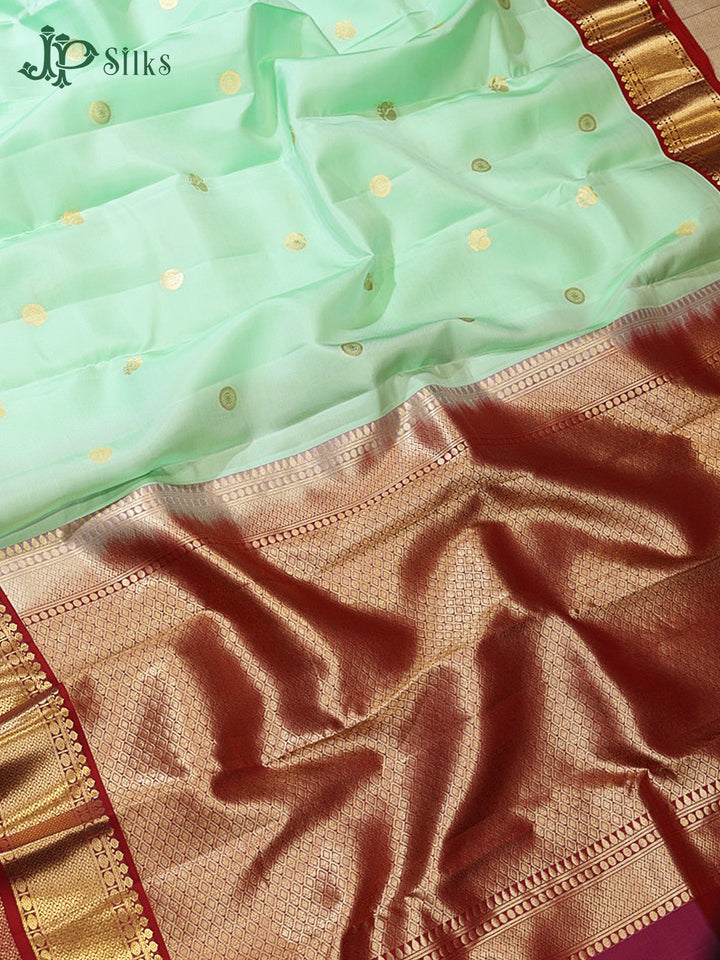 Mint Green & Maroon Pure Silk Mix Saree - G945