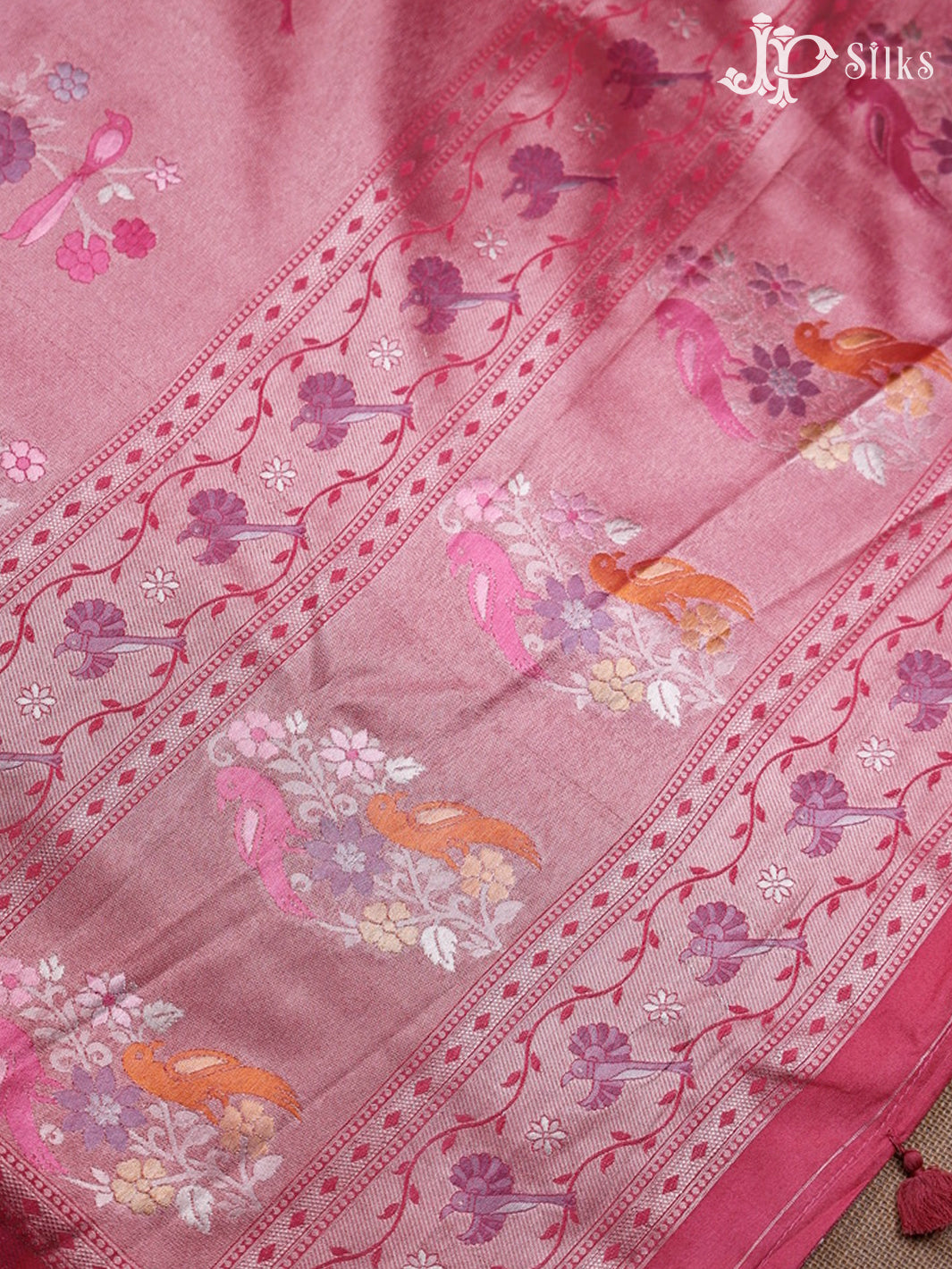 Rose Pink Semi Banarasi Saree - F2648