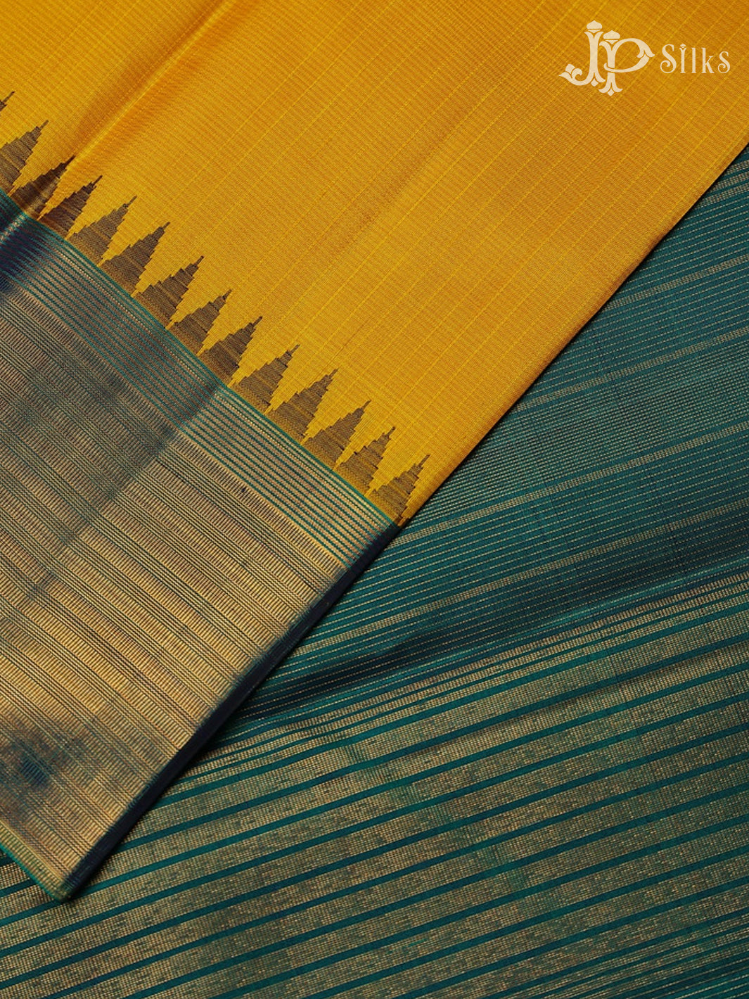 Lemon Yellow with Dark Green Kanchipuram Silk Saree - E5122 - View 7