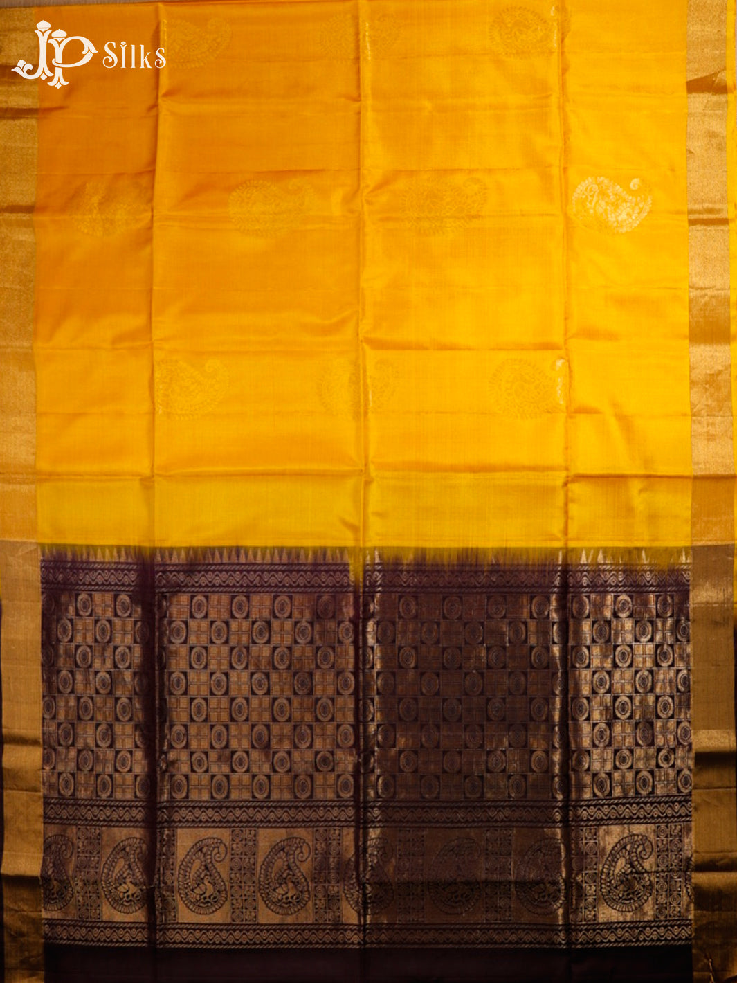 Mango Yellow and Coffee Brown Soft Silk Saree - D1195-view4