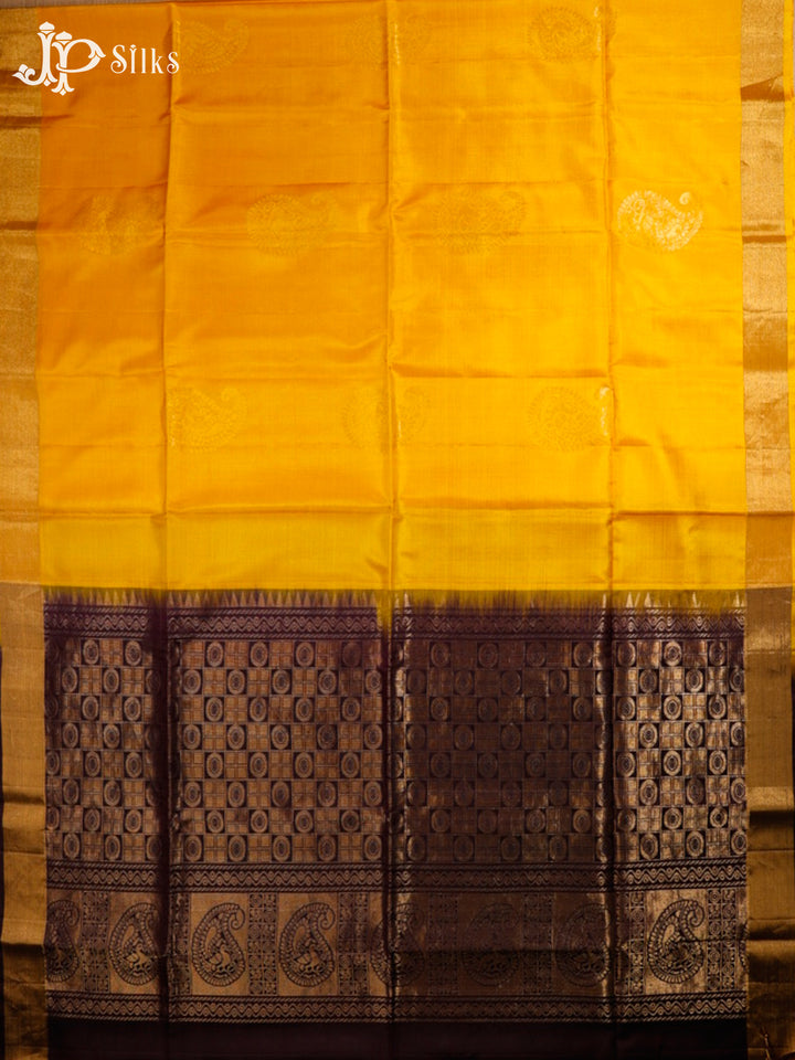 Mango Yellow and Coffee Brown Soft Silk Saree - D1195-view4