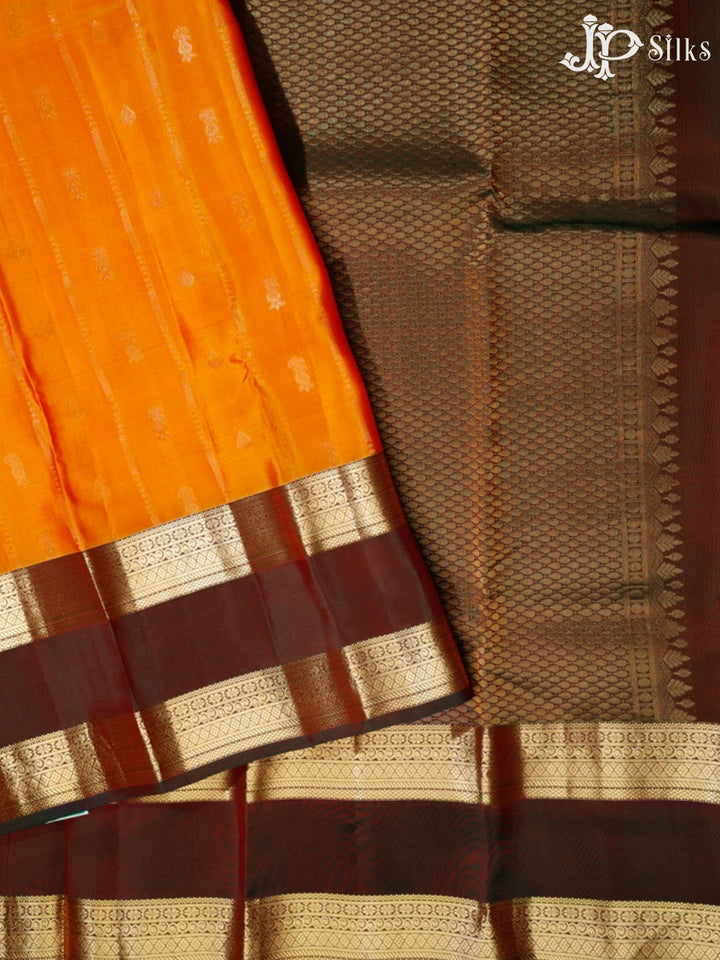 Mustard and Dual Shade of Brown Pure Silk Mixed Saree - G351