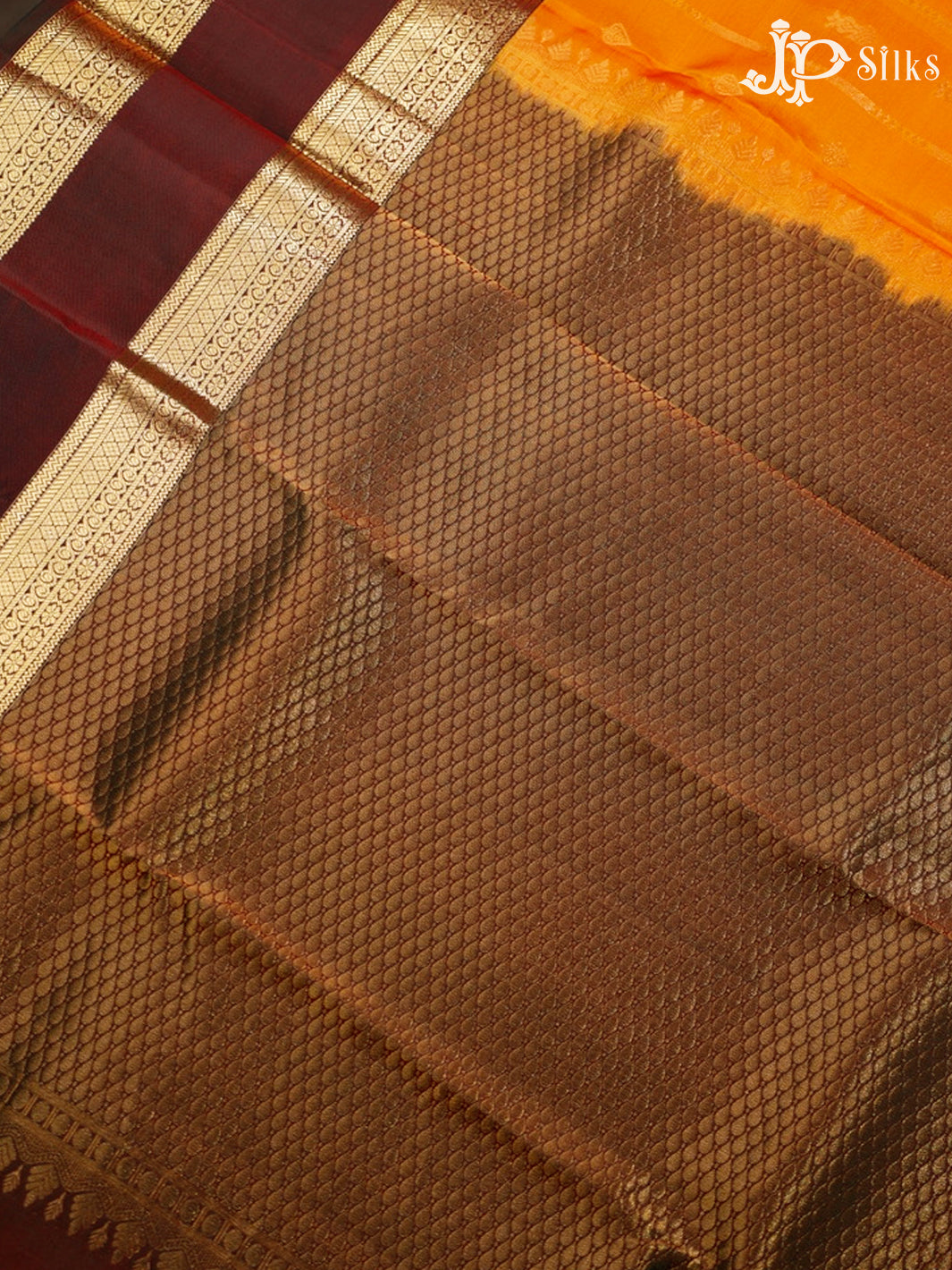 Mustard and Dual Shade of Brown Pure Silk Mixed Saree - G351