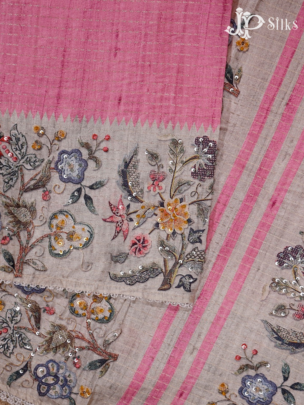 Onion Pink Semi Tussar saree -G611-view3