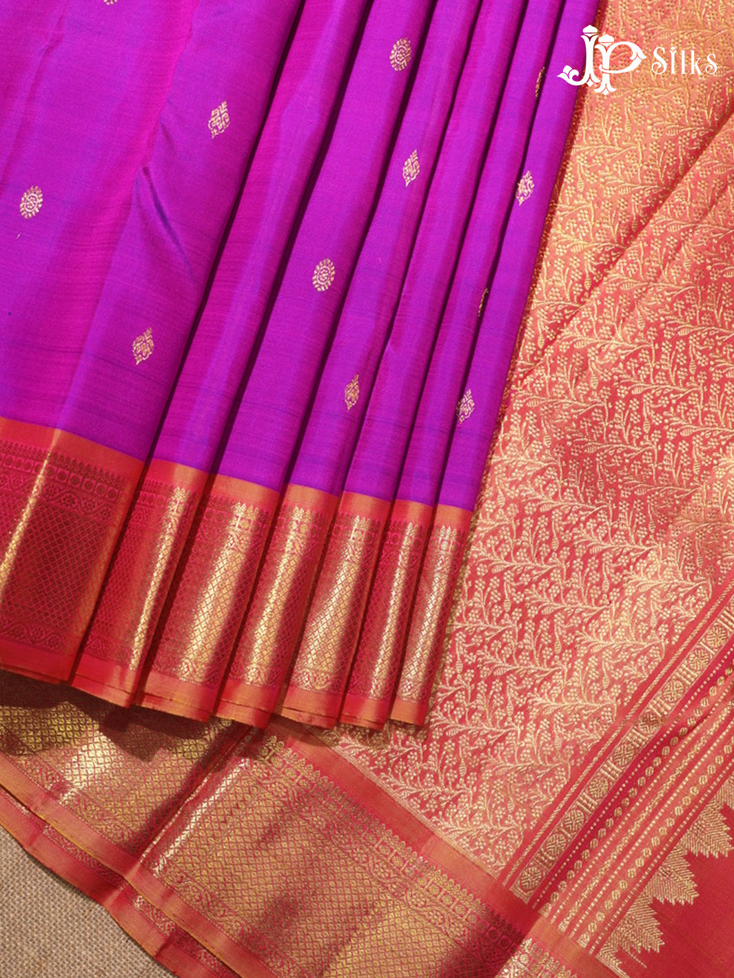 Purple & Golden Pink Kanchipuram Silk Saree - G869