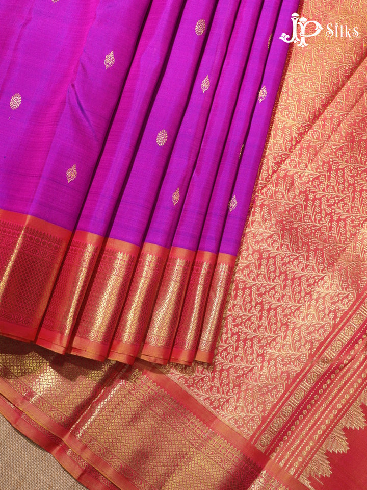 Purple & Golden Pink Kanchipuram Silk Saree - G869