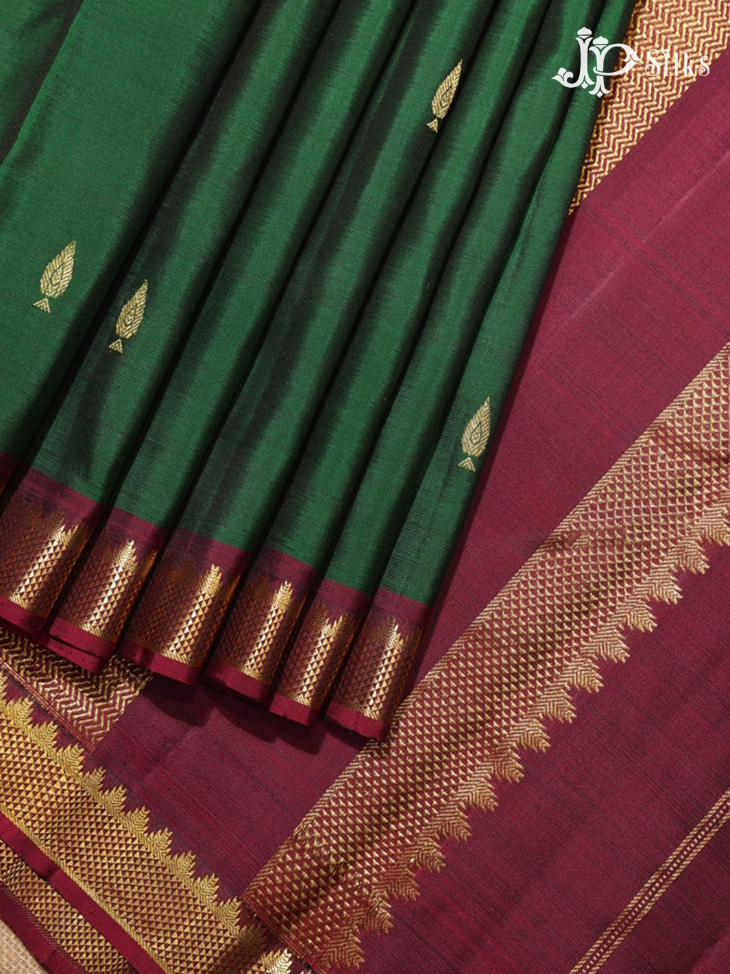 Bottle Green & Maroon Kanchipuram Silk Saree - G865