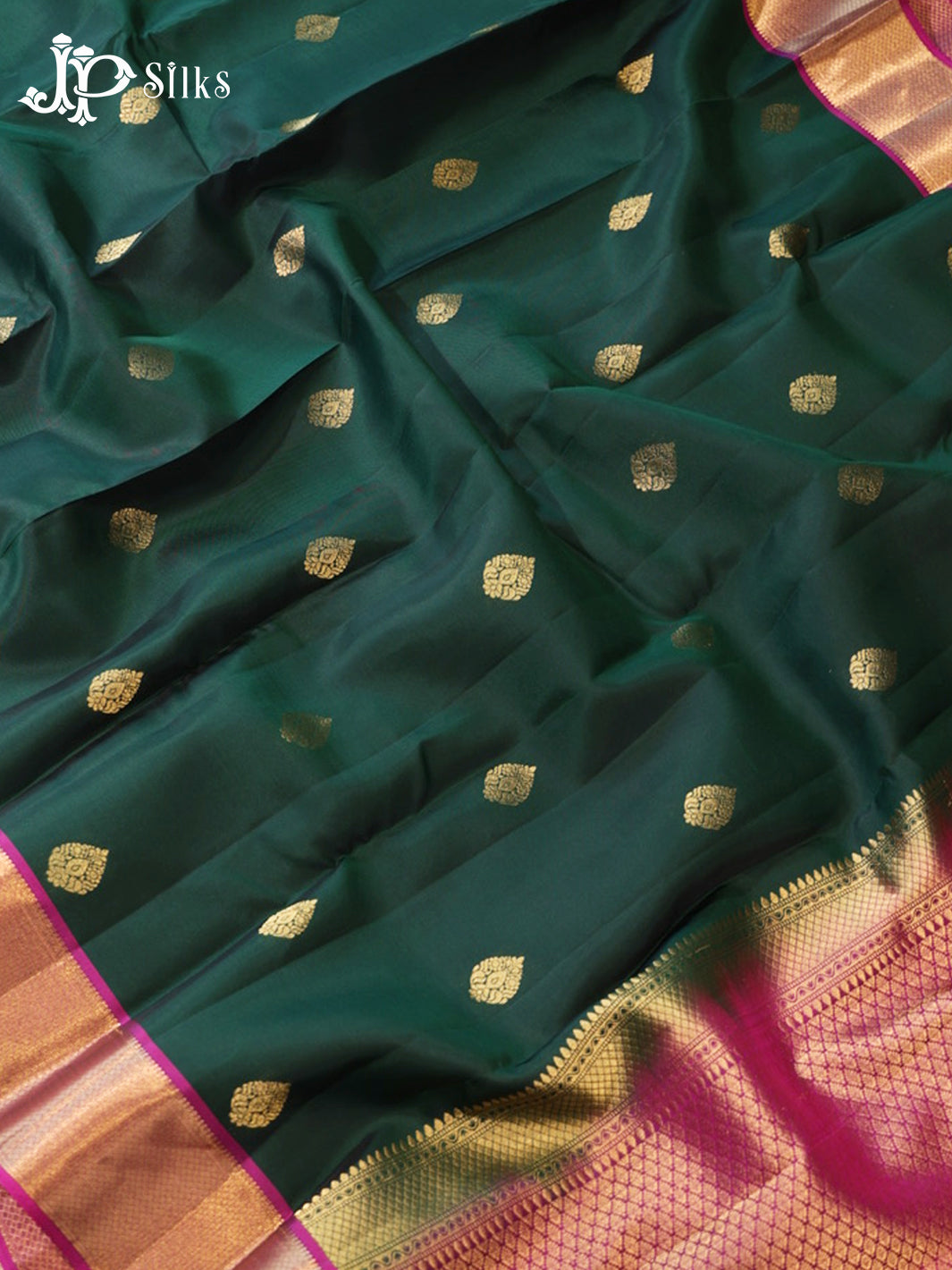 Bottle Green & Dark Magenta Pure Silk Mix Saree - G927