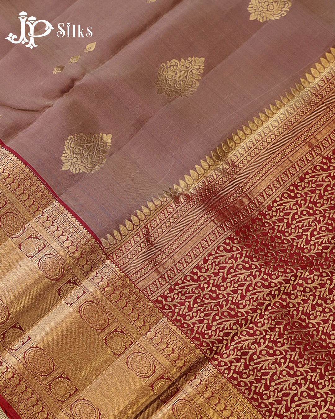 Pastel Brown & Maroon Pure Silk Mix Saree - G932