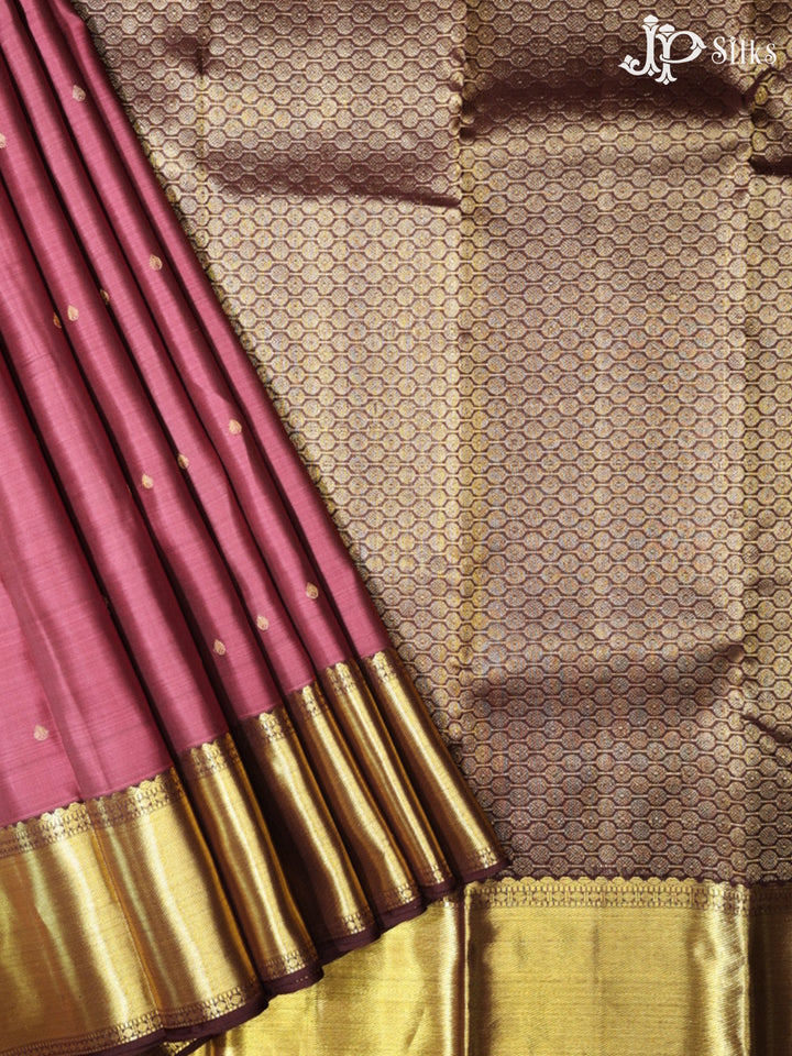 Dark Onion Pink & Brown Kanchipuram Silk Saree - G871