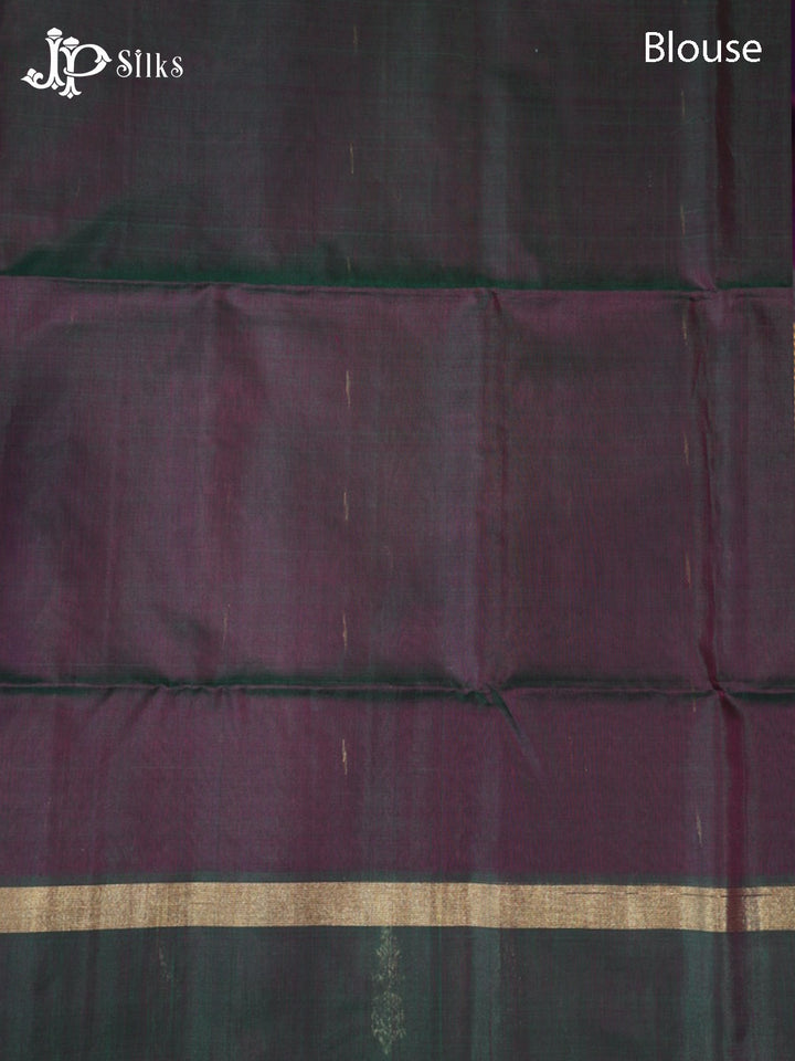 Deep Violet And Deep Bottle Green Kora Cotton Saree - G913