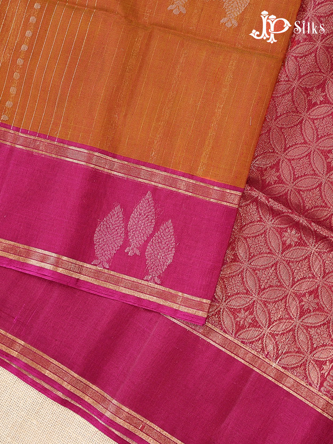 Rust Pink And Rani Pink Kora Cotton Saree - G909
