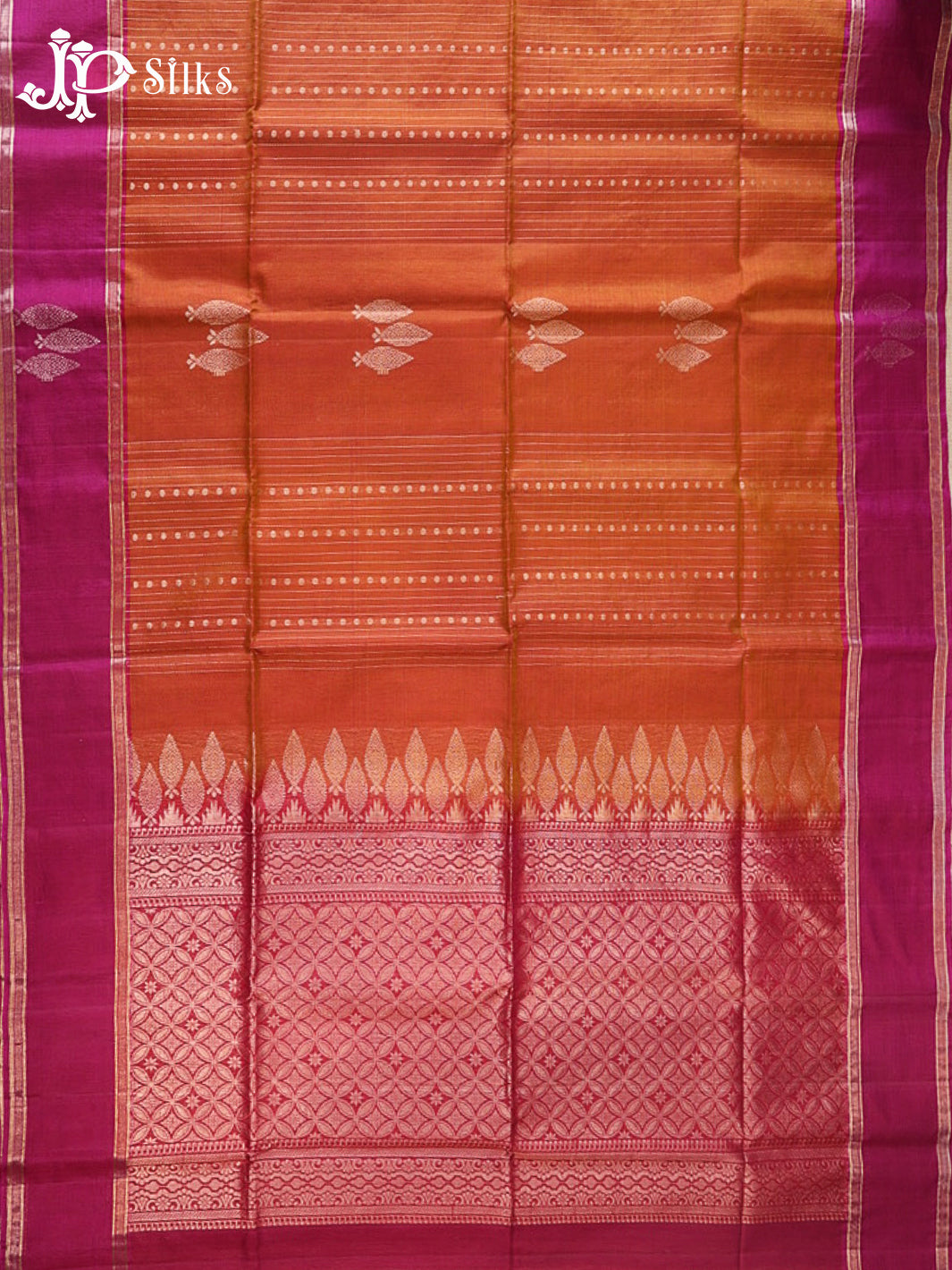 Rust Pink And Rani Pink Kora Cotton Saree - G909