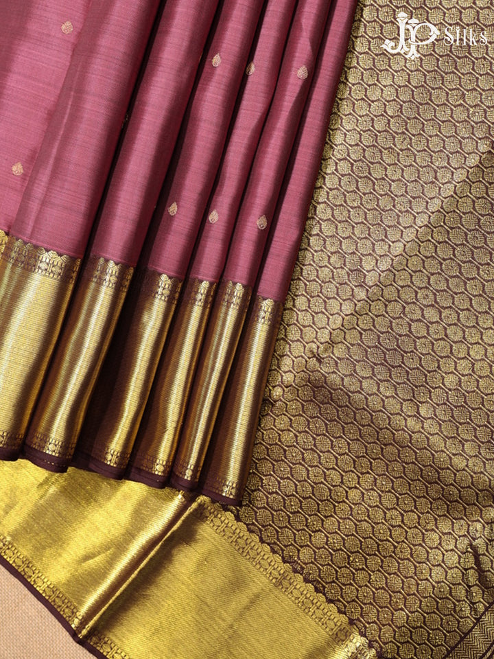Dark Onion Pink & Brown Kanchipuram Silk Saree - G871