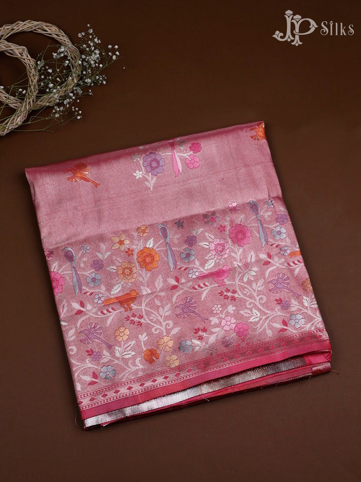 Rose Pink Semi Banarasi Saree - F2648