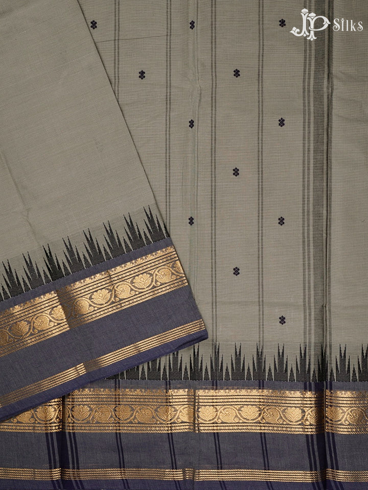 Pastel Grey And Dark Grey Theni Cotton Saree - G104