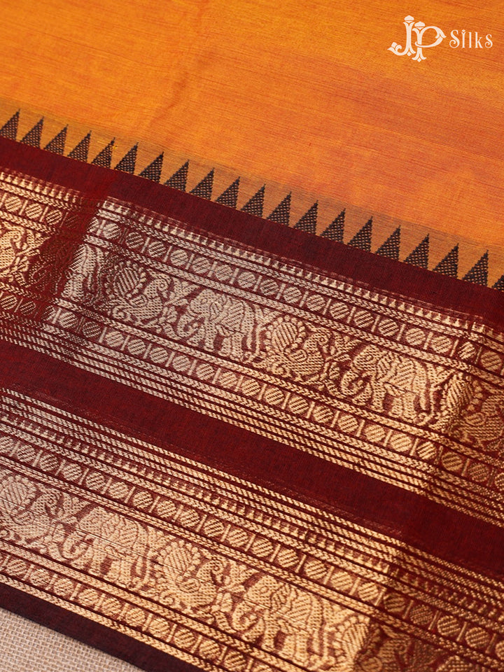 Rust Orange Cotton Saree - G110