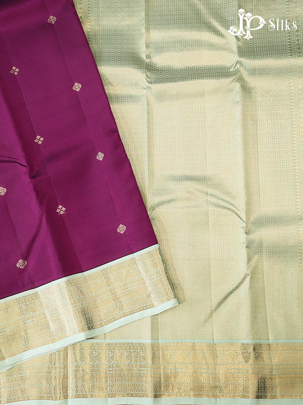 Deep Violet & Pastel Green Pure Silk Mix Saree - G946
