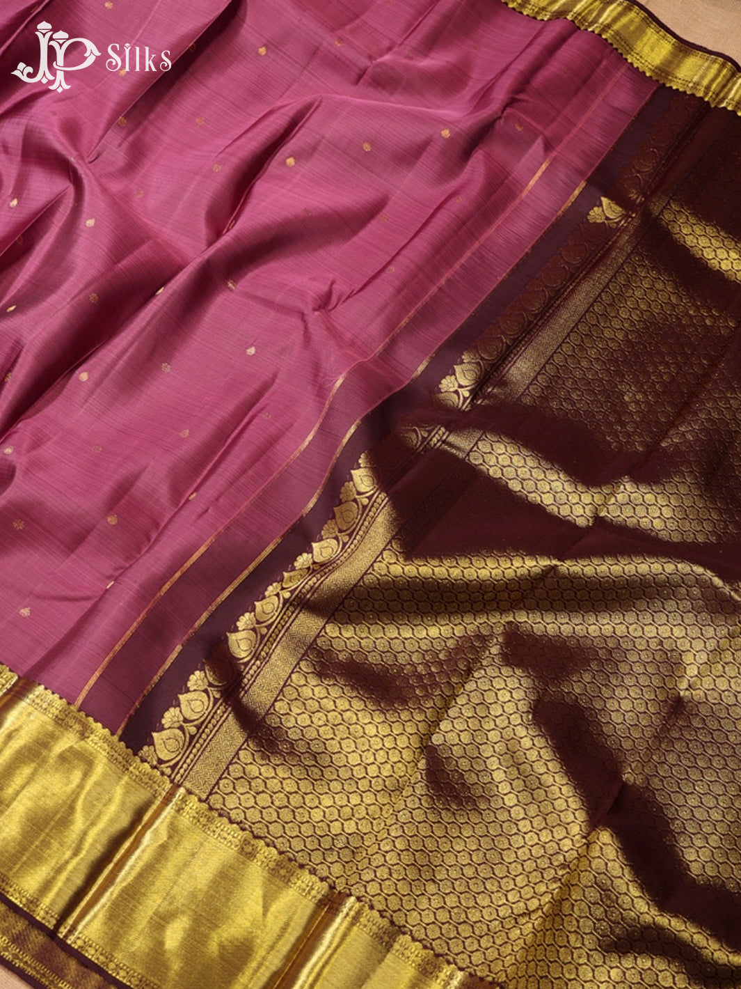 Dark Onion Pink & Brown Kanchipuram Silk Saree - G871