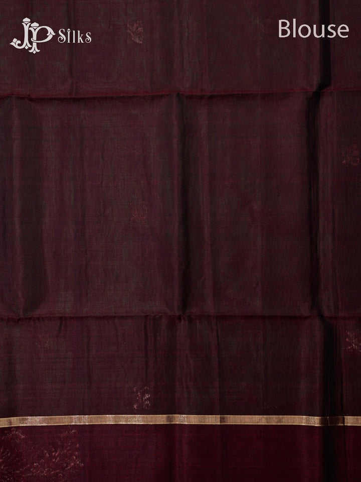 Bottle Green & Brown Kora Cotton Saree - G331-view5