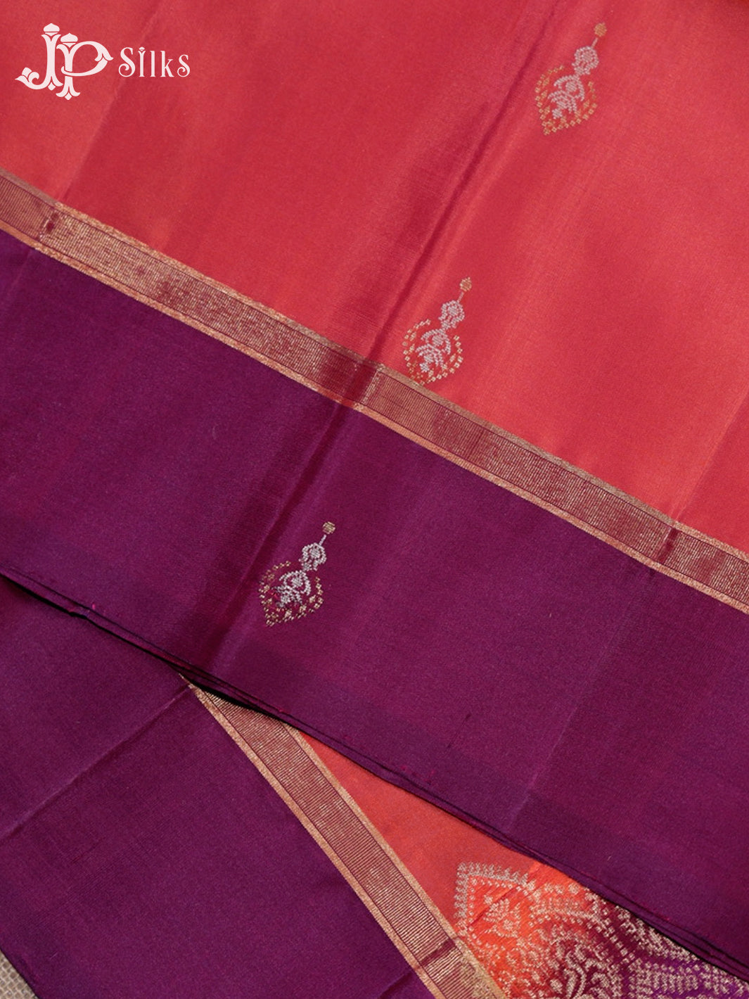 Rust Orange & Deep Purple Soft Silk Saree - G822-view4
