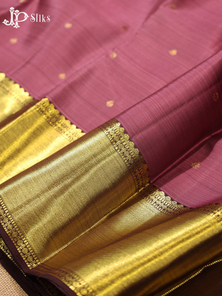 Dark Onion Pink & Brown Kanchipuram Silk Saree - G871