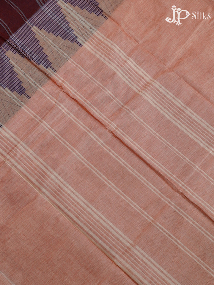 Peach Chettinad Cotton Saree - F2722