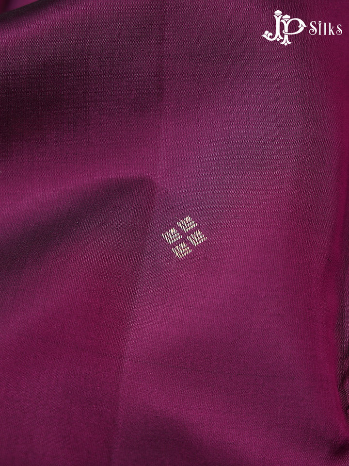 Deep Violet & Pastel Green Pure Silk Mix Saree - G946