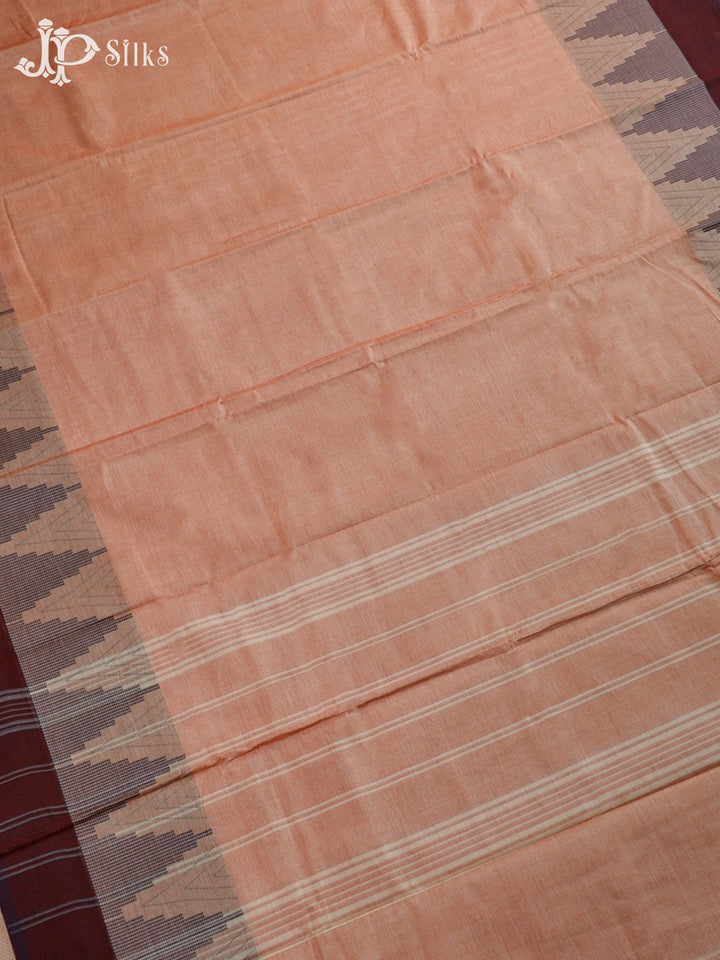 Peach Chettinad Cotton Saree - F2722