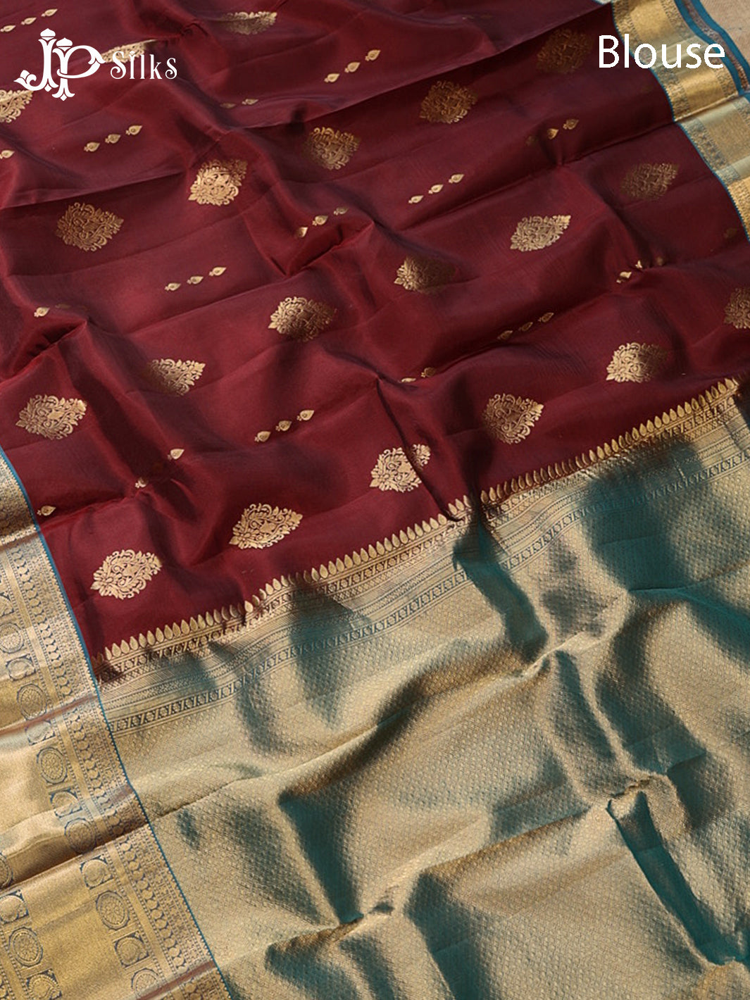 Maroon & Peacock Blue Pure Silk Mix Saree - G933