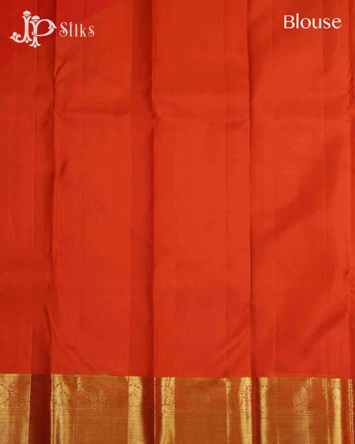 White & Red Kanchipuram Silk Saree - G854