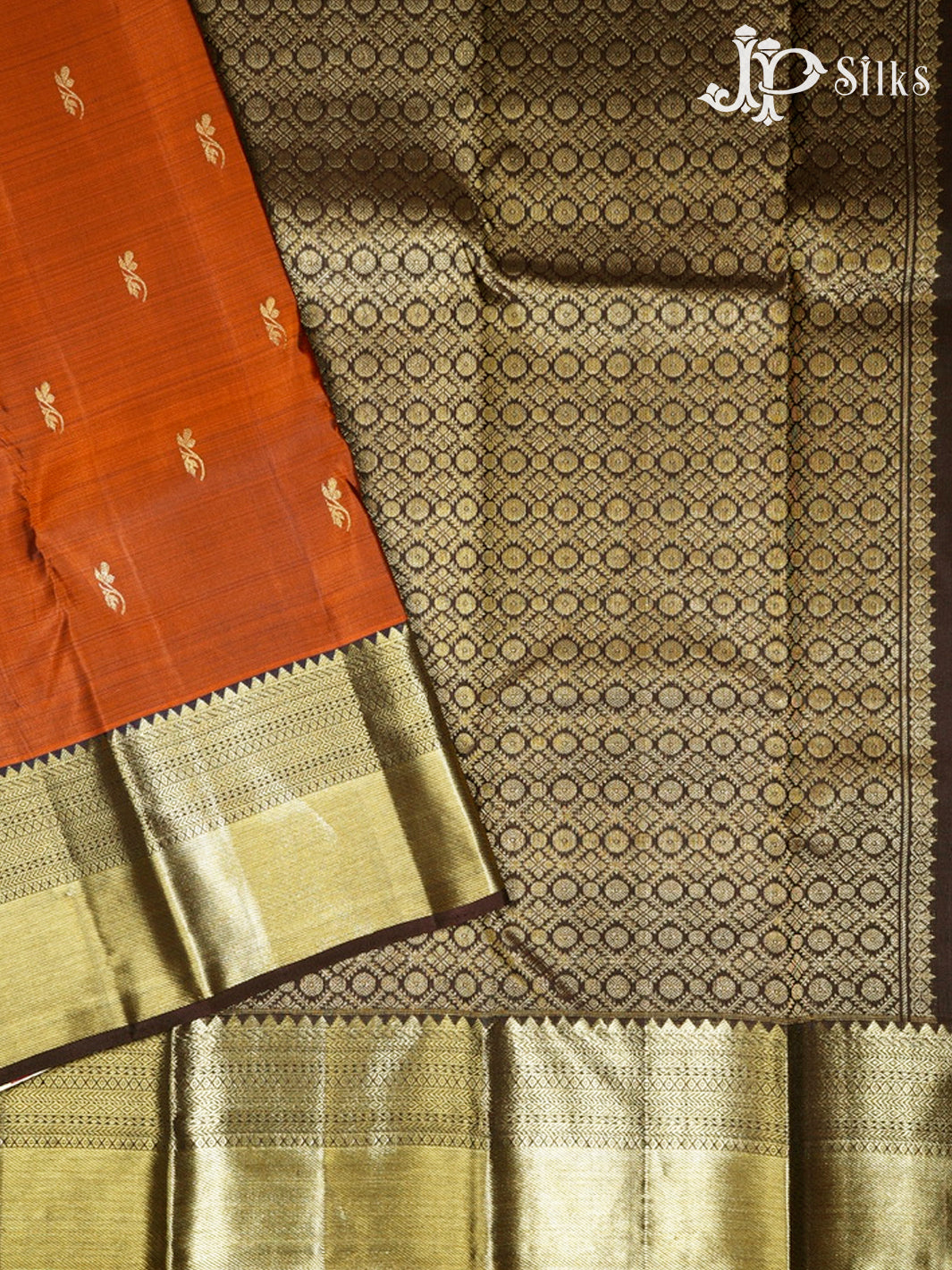 Rust Orange and Brown Kanchipuram Silk Saree - G378 “View1”