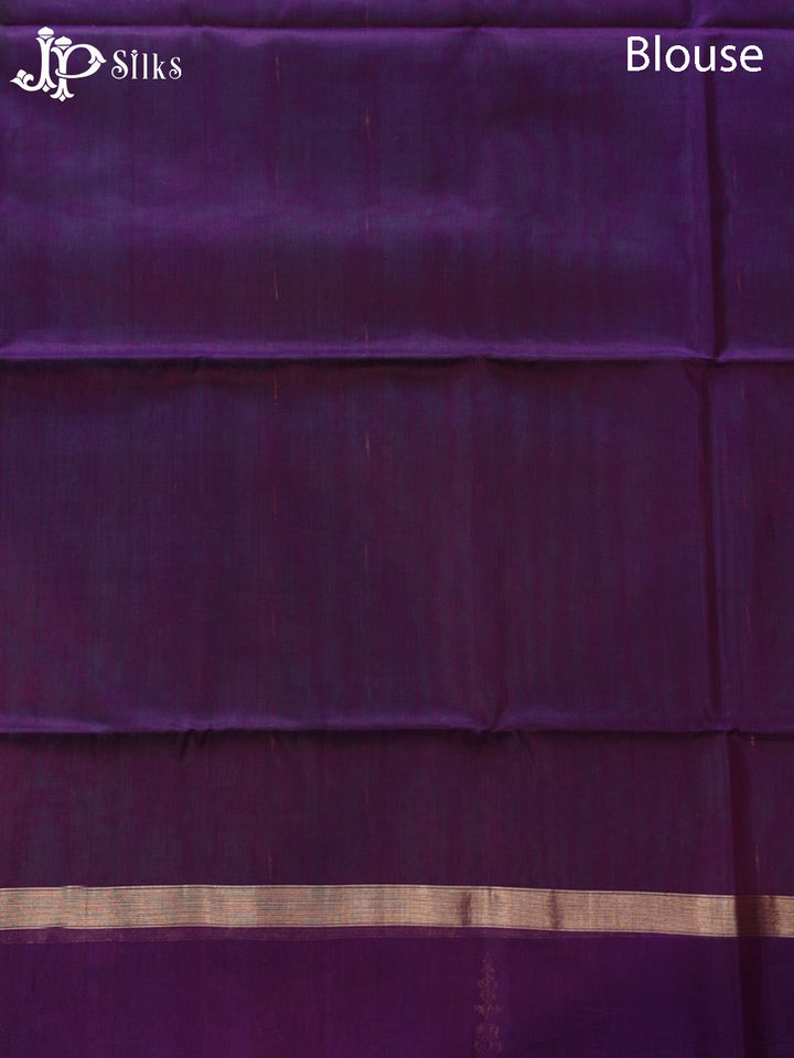 Deep Bottle Green And Deep Violet Kora Cotton Saree - G908