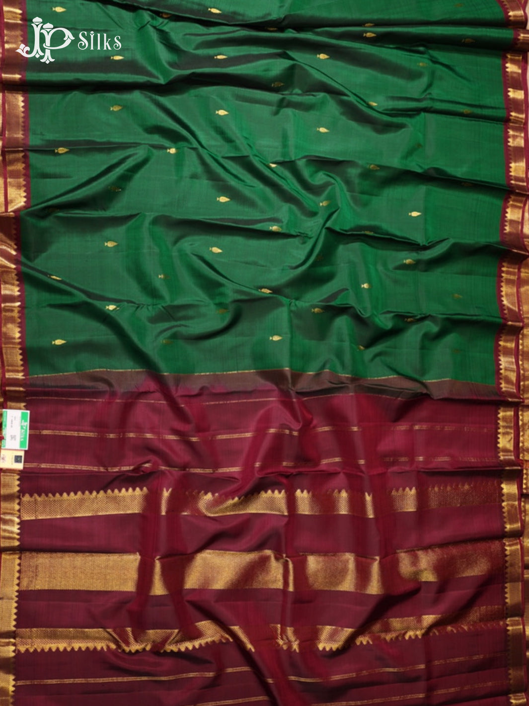 Bottle Green & Maroon Kanchipuram Silk Saree - G865